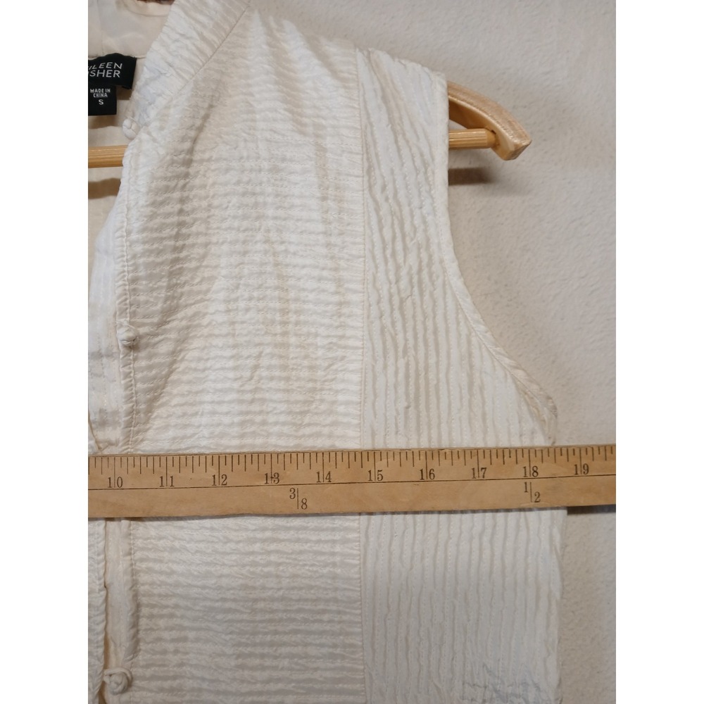 Eileen Fisher Small Silk Vest Collared Button Detail Blouse Quiet Luxery Preppy - Picture 4 of 10